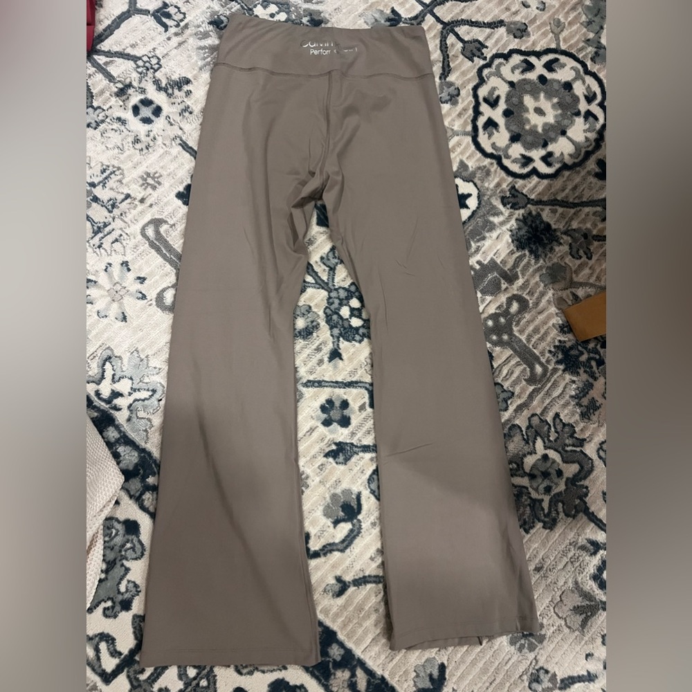 Calvin Klein Performance Embrace High Waist Flared Pants with Slits Moonrock - Picture 8 of 10